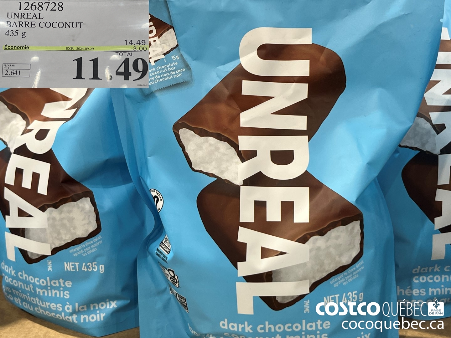 1268728 UNREAL BRAND BARRE COCONUT 435 G ($3.00 INSTANT SAVINGS EXPIRES ON 2024-09-29) $11.49