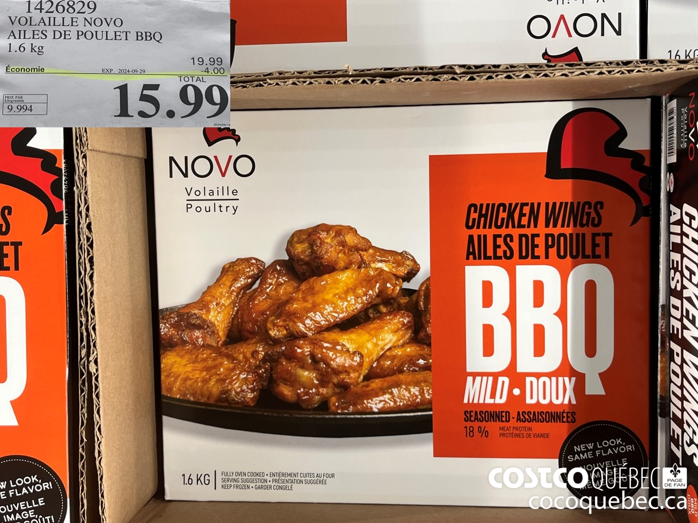 1426829 VOLAILE NOVO AILES DE POULET BBQ 1.6 kg  ($4.00 INSTANT SAVINGS EXPIRES ON 2024-09-29) $15.99