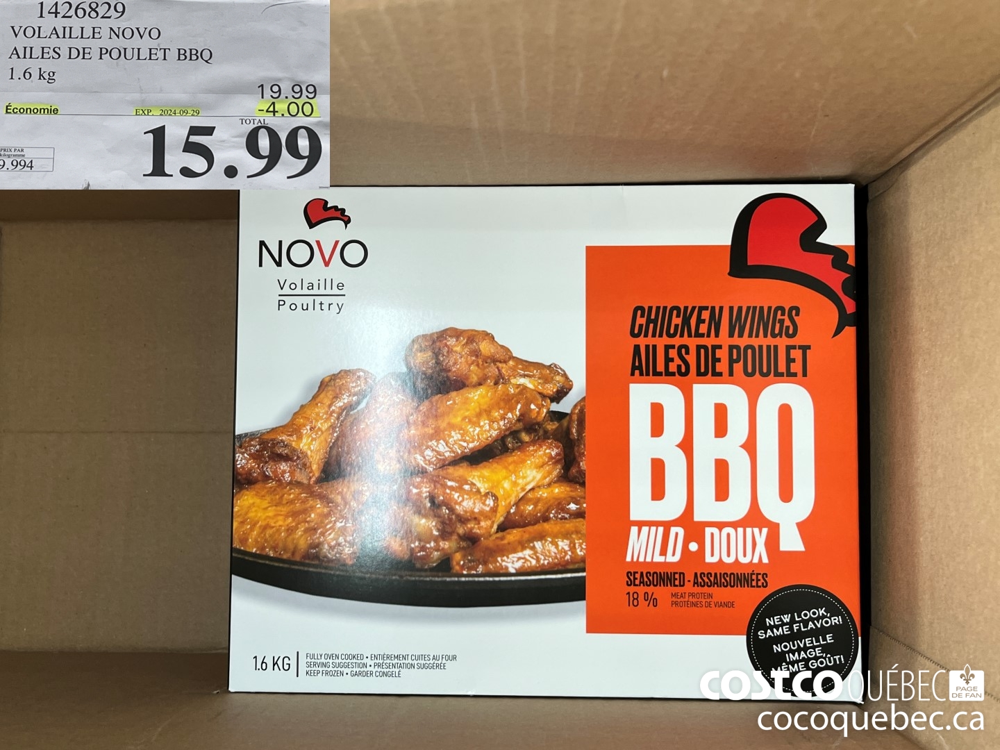 1426829 VOLAILE NOVO AILES DE POULET BBQ 1.6 kg  ($4.00 INSTANT SAVINGS EXPIRES ON 2024-09-29) $15.99