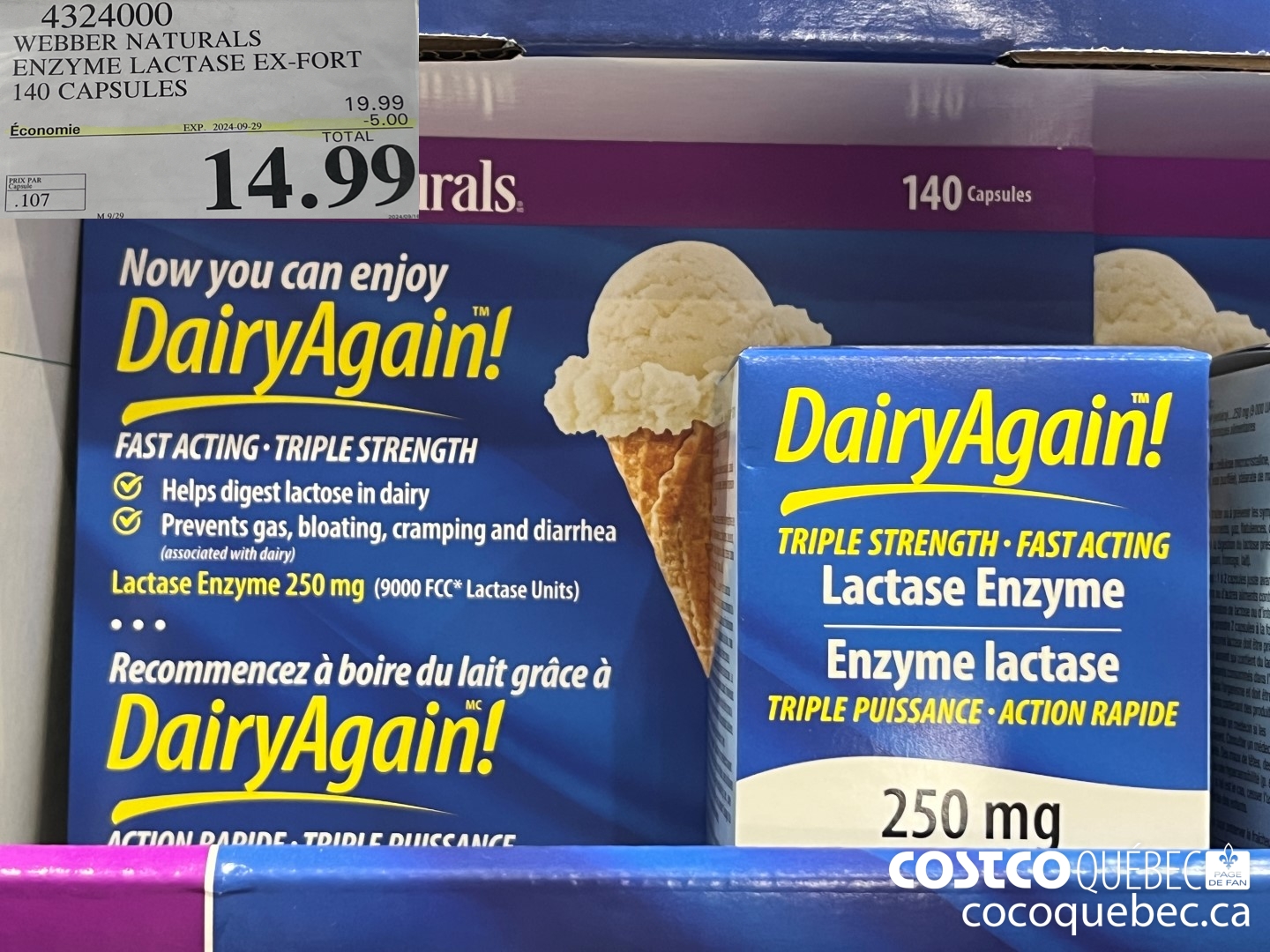 4324000 WEBBER NATURALS ENZYME LACTASE EX-FORT 140 CAPSULES ($5.00 INSTANT SAVINGS EXPIRES ON 2024-09-29) $14.99