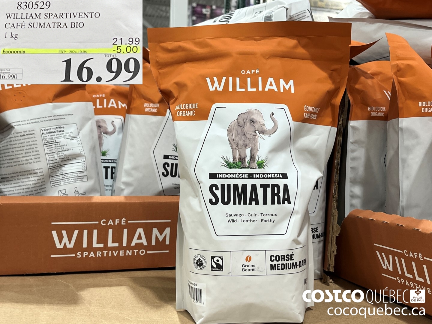 830529 WILLIAM SPARTIVENTO CAFE SUMATRA BIO  ($5.00 INSTANT SAVINGS EXPIRES ON 2024-10-06) $16.99