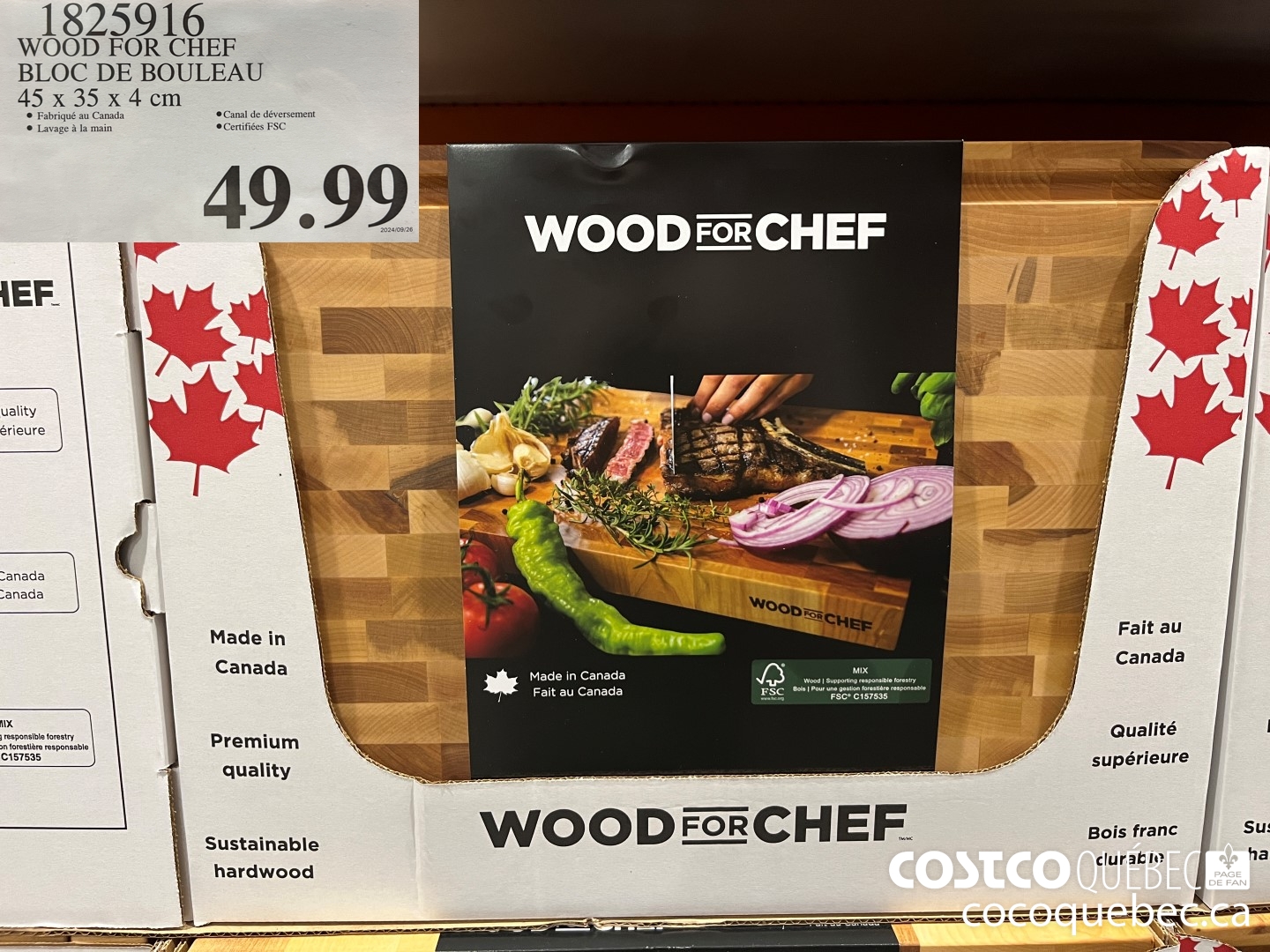 1825916 WOOD FOR CHEF BLOC DE BOULEAU  $49.99