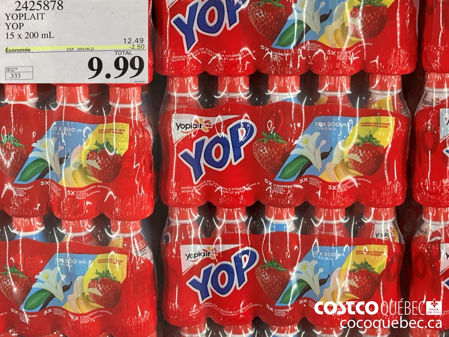 2425878 YOPLAIT YOP 15 x. 200 mL ($2.50 INSTANT SAVINGS EXPIRES ON 2024-09-22) $9.49