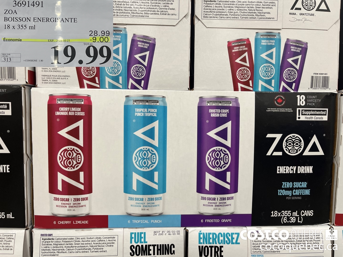 3691491 ZOKU BOISSON ENERGISANTE 18 x 355 ml  ($9.00 INSTANT SAVINGS EXPIRES ON 2024-10-27) $19.99