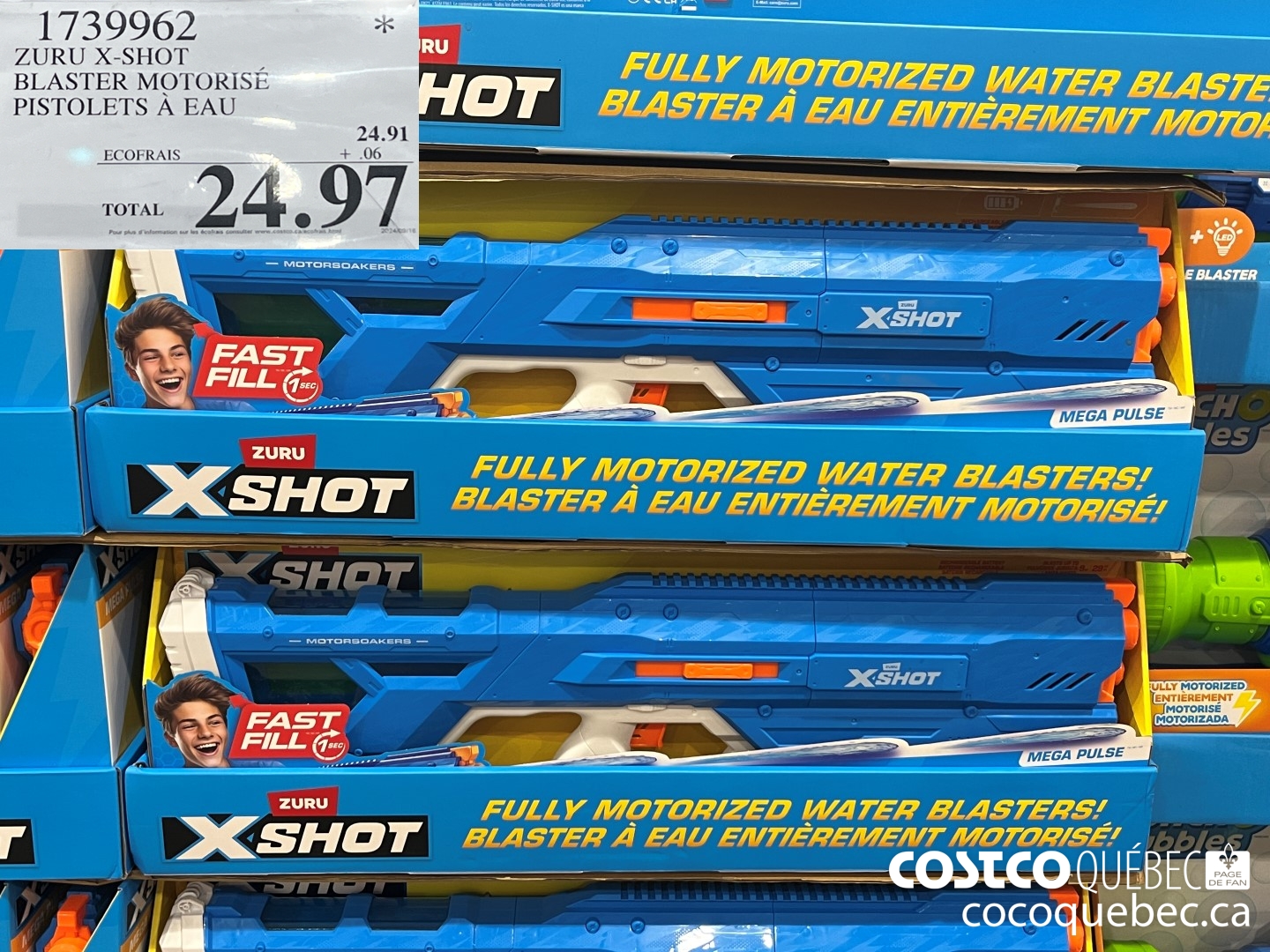 1739962 ZURU X-SHOT BLASTER MOTORISE PISTOLETS A EAU  $24.97