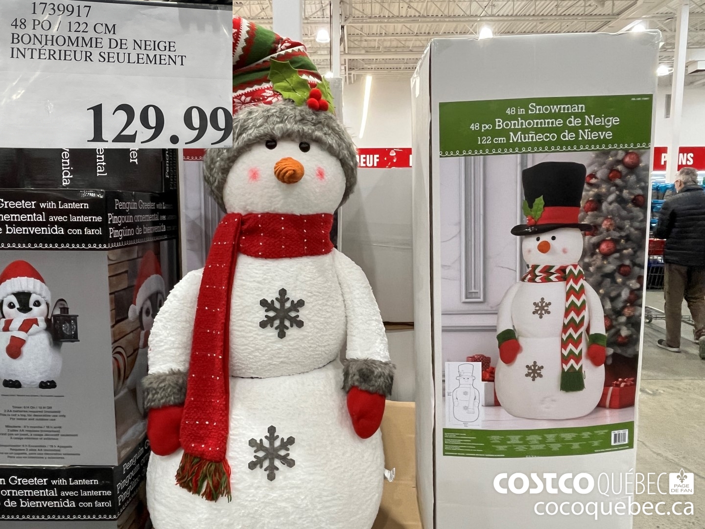 1739917 48 PO / 122 CM BONHOMME DE NEIGE INTERIEUR SEULEMENT  $129.99