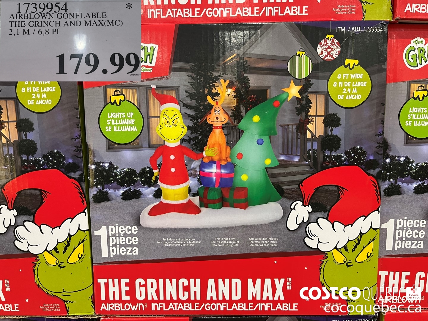 1739954 AIRBLOWN GONFLABLE THE GRINCH AND MAX(MC) 2,1 M / 6,8 Pl  $179.99