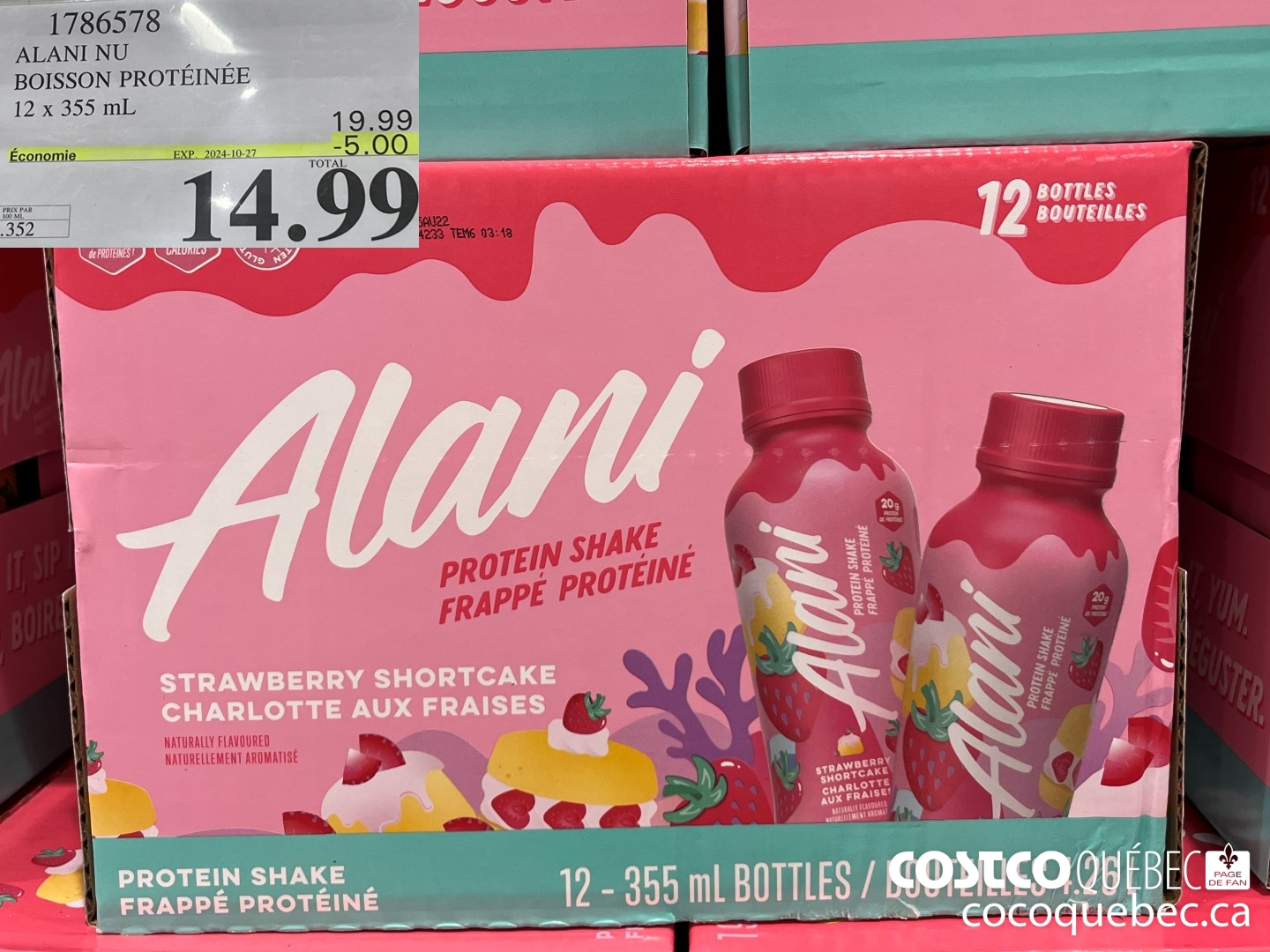 1786578 ALANI NU BOISSON PROTEINEE 12 x 355ml  ($5.00 INSTANT SAVINGS EXPIRES ON 2024-10-27) $14.99