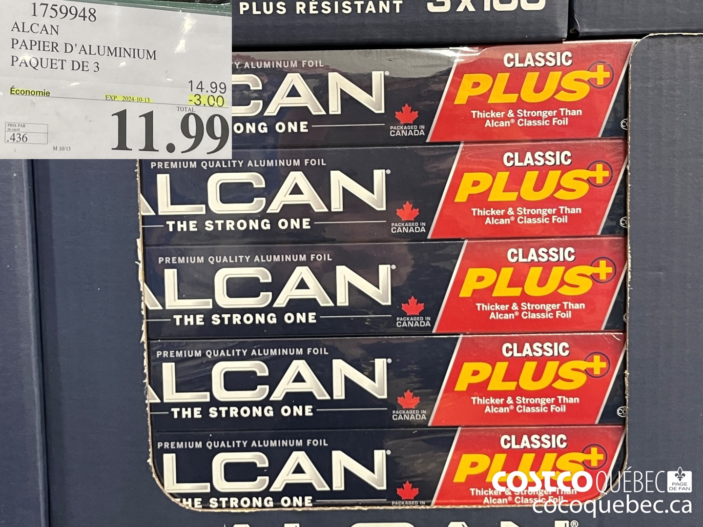 1759948 ALCAN PAPIER D' ALUMINIUM PAQUET DE 3  ($3.00 INSTANT SAVINGS EXPIRES ON 2024-10-13) $11.99