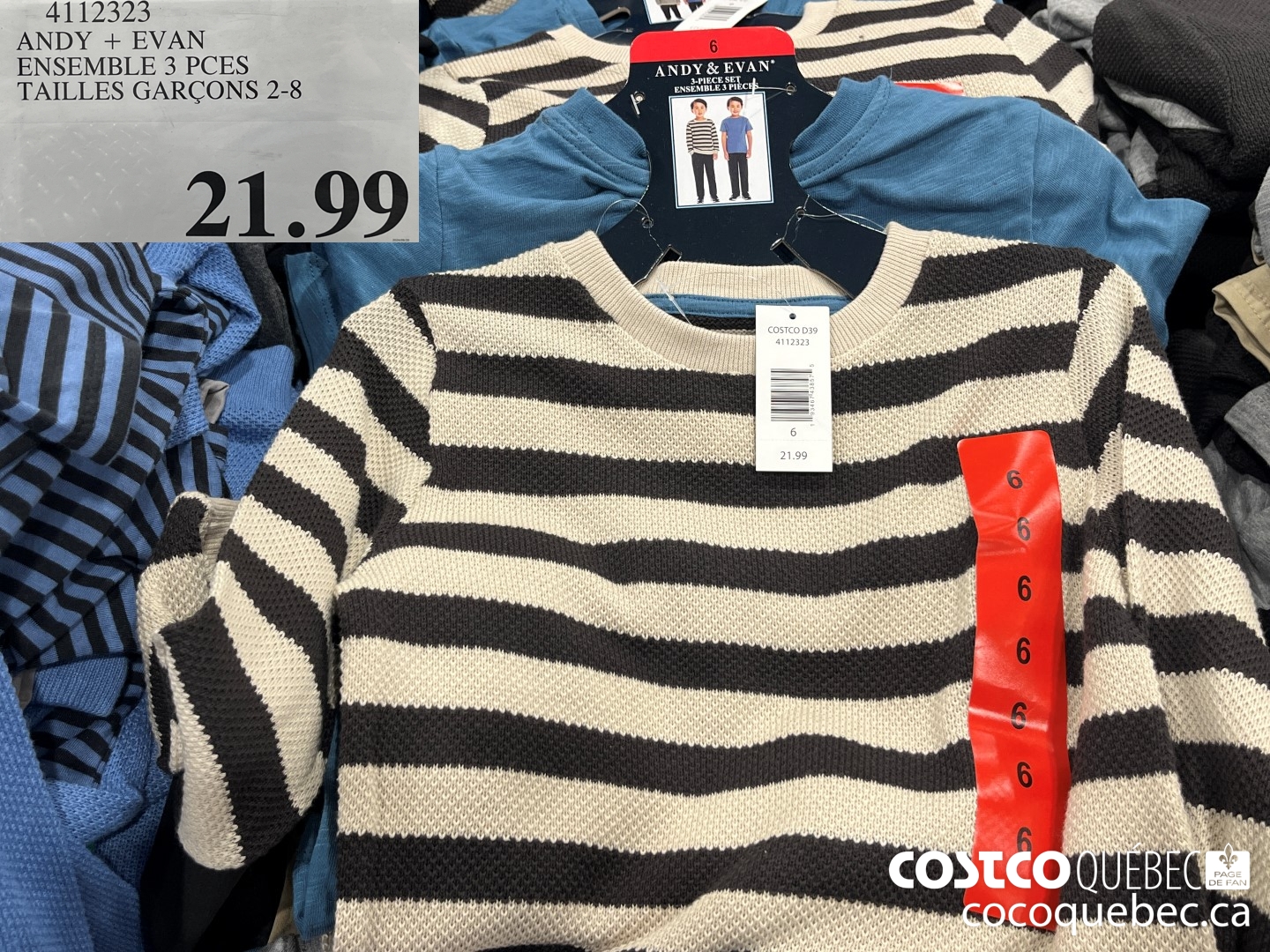 4112323 ANDY + EVAN ENSEMBLE 3 PCES TAILLES GARCONS 2-8  $21.99