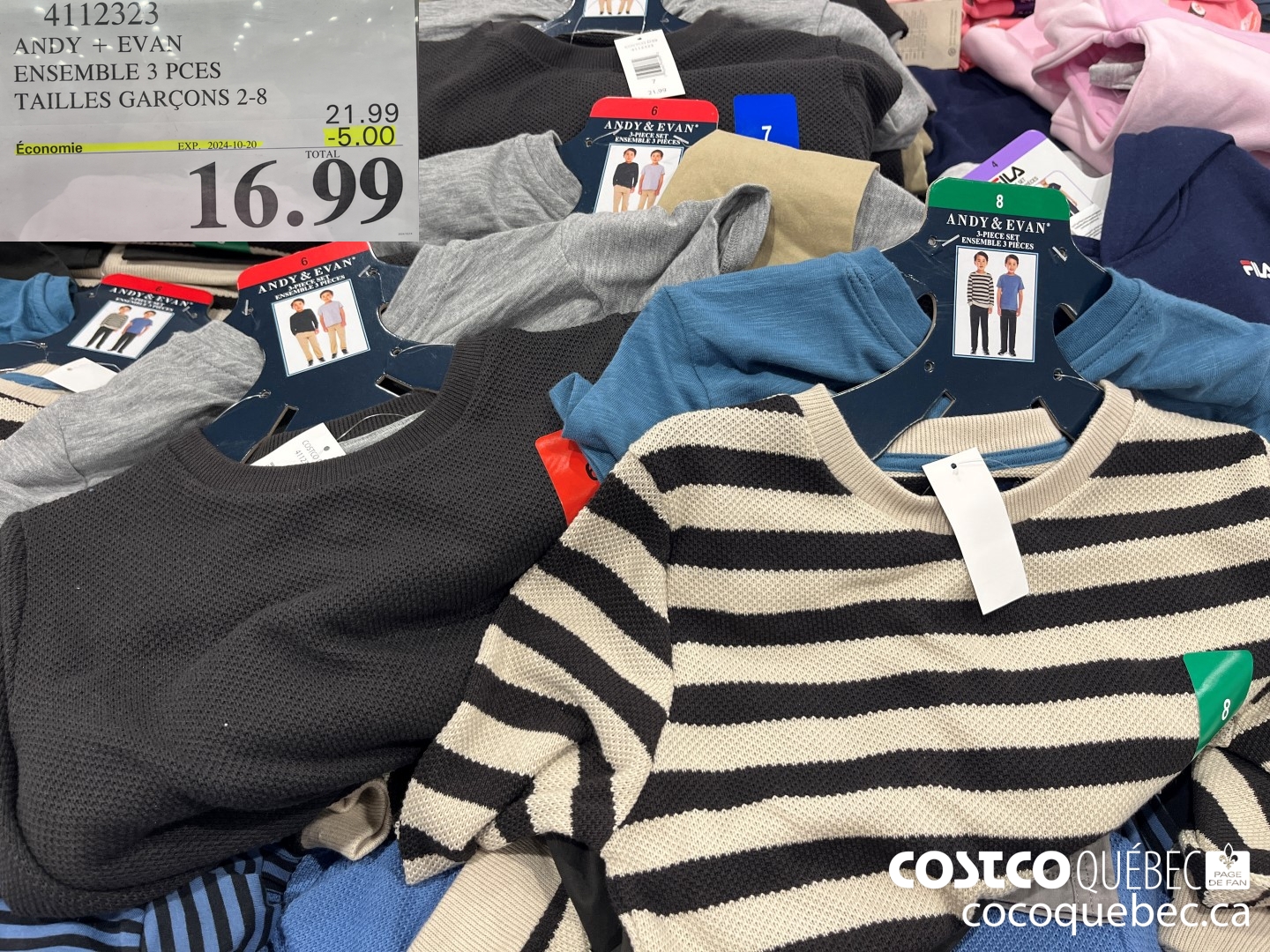 4112323 ANDY + EVAN ENSEMBLE 3 PCES TAILLES GARCONS 2-8  ($5.00 INSTANT SAVINGS EXPIRES ON 2024-10-20) $16.99