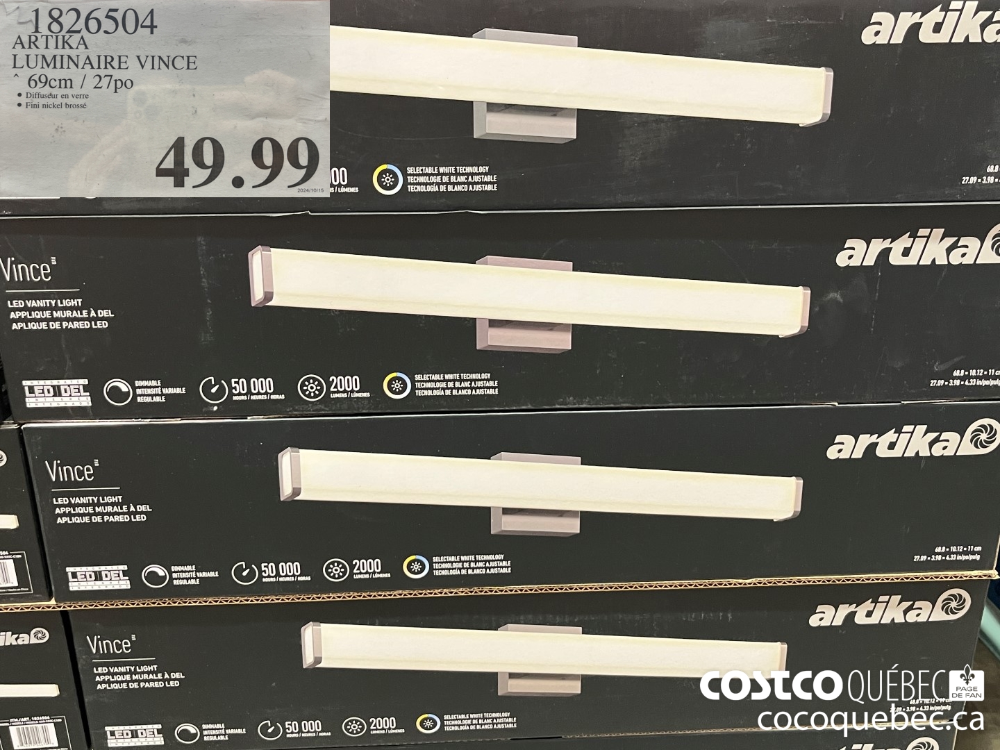 1826504 ARTIKA LUMINAIRE VINCE  $49.99