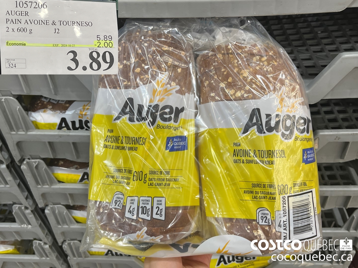 1057206 AUGER PAIN AVOINE & TOURNESO 2 x 600  (EXPIRES ON 2024-10-27) $3.89