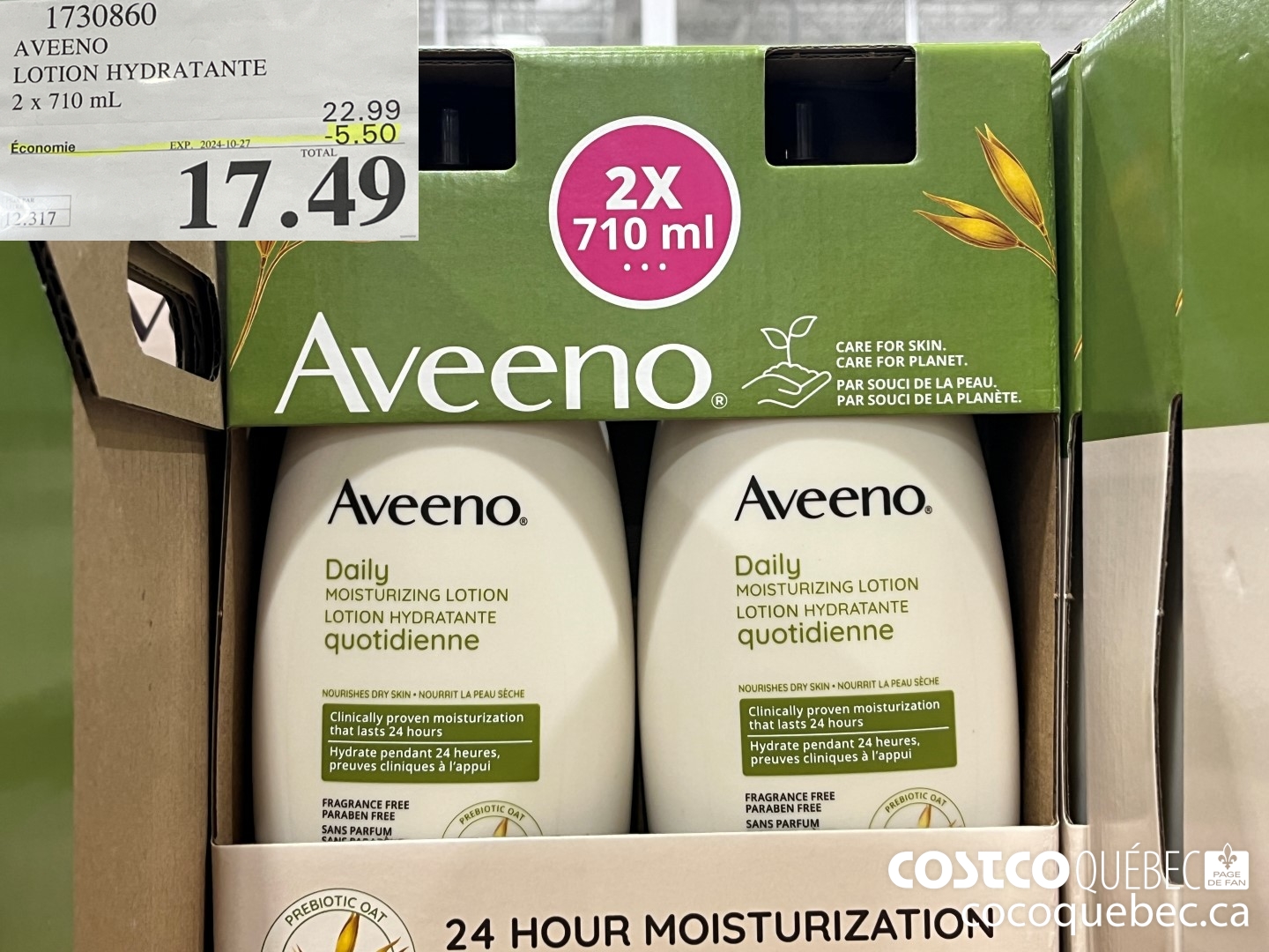 1730860 AVEENO LOTION HYDRATANTE  ($5.50 INSTANT SAVINGS EXPIRES ON 2024-10-27) $17.49