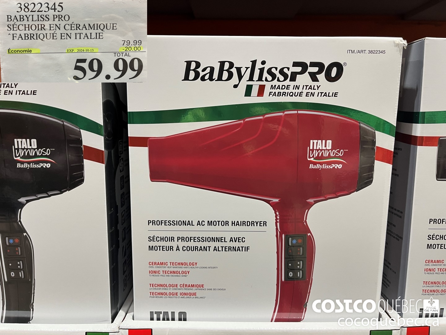 3822345 BABYLISS PRO SECHOIR EN CERAMIQUE ($20.00 INSTANT SAVINGS EXPIRES ON 2024-10-13) $59.99