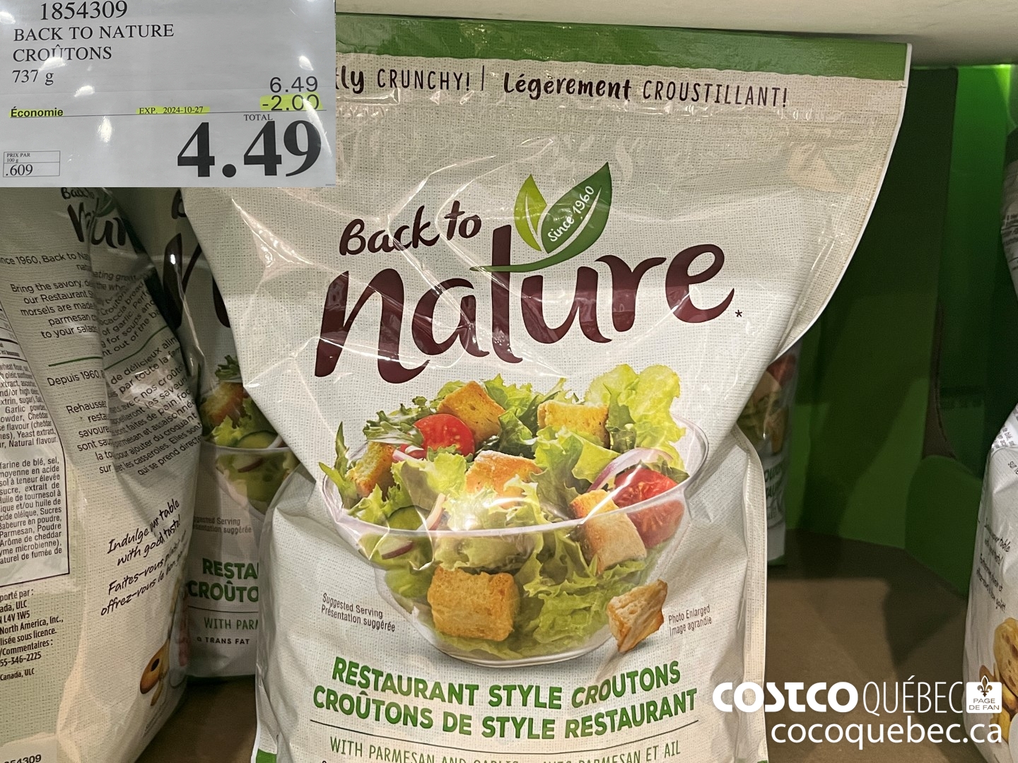 1854309 BACK TO NATURE CROUTONS ($2.00 INSTANT SAVINGS EXPIRES ON 2024-10-27) $4.49