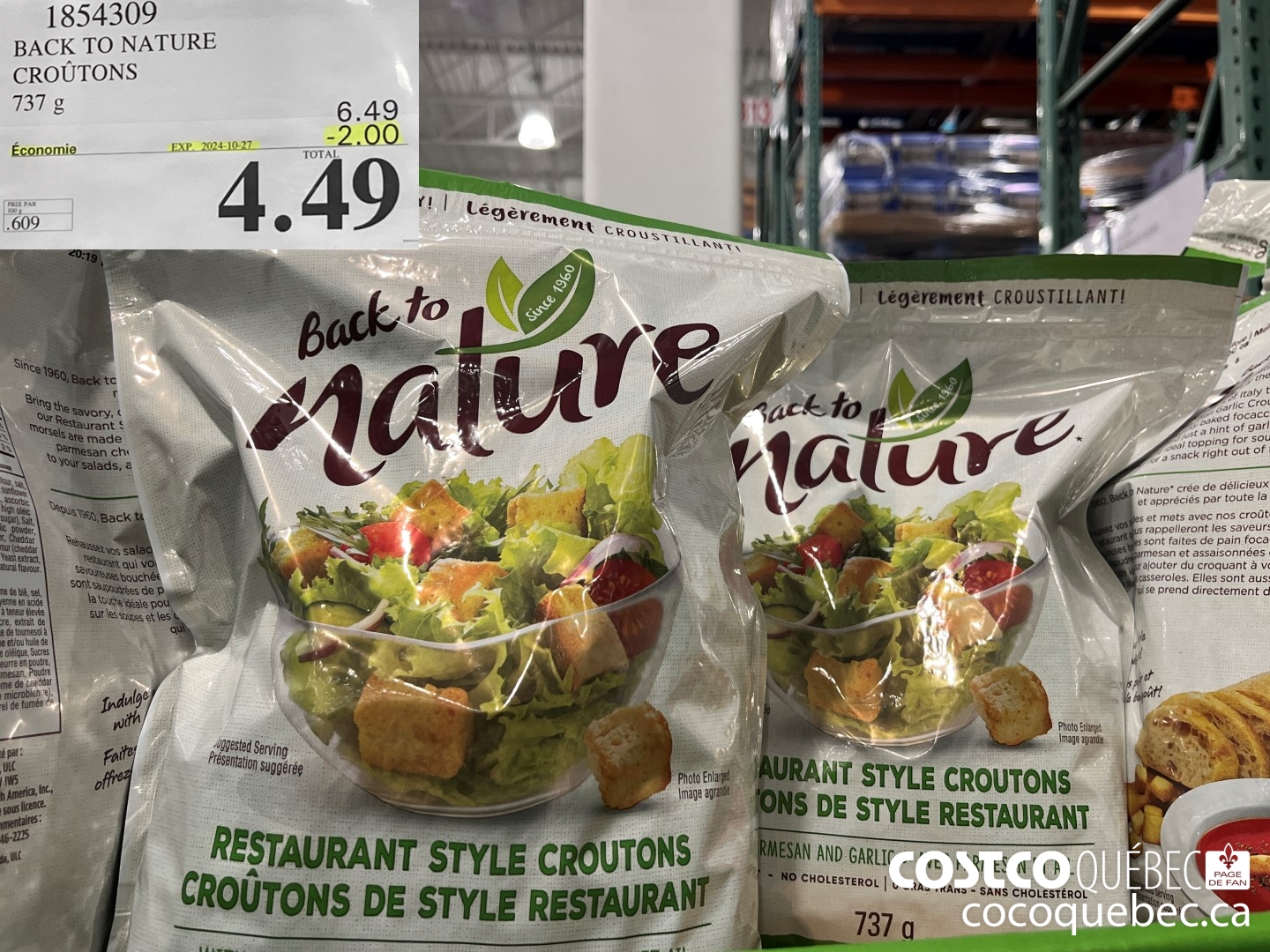 1854309 BACK TO NATURE CROUTONS ($2.00 INSTANT SAVINGS EXPIRES ON 2024-10-27) $4.49