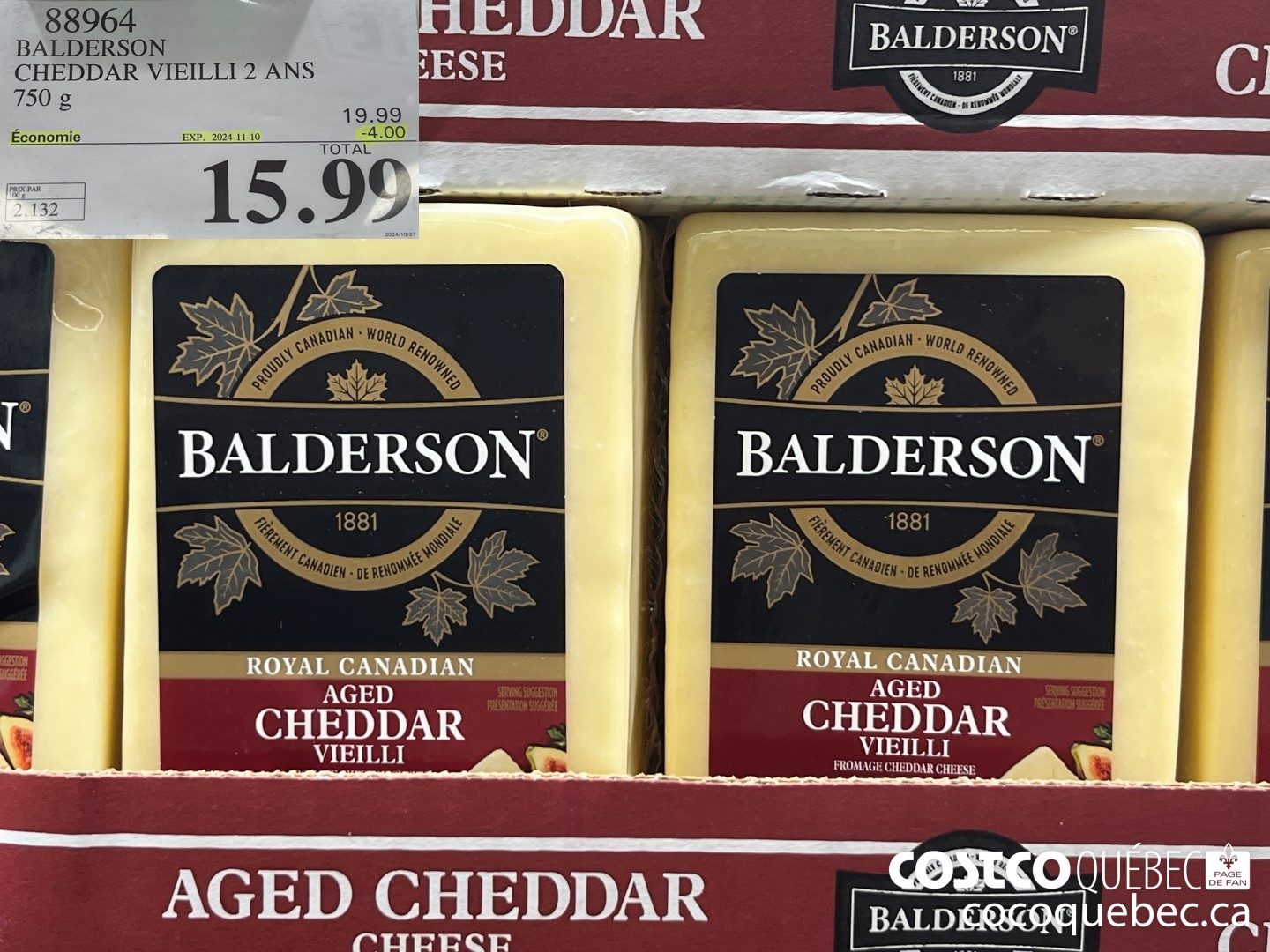 88964 BALDERSON CHEDDAR VIETLLI 2 ANS 750 g  ($4.00 INSTANT SAVINGS EXPIRES ON 2024-11-10) $15.99
