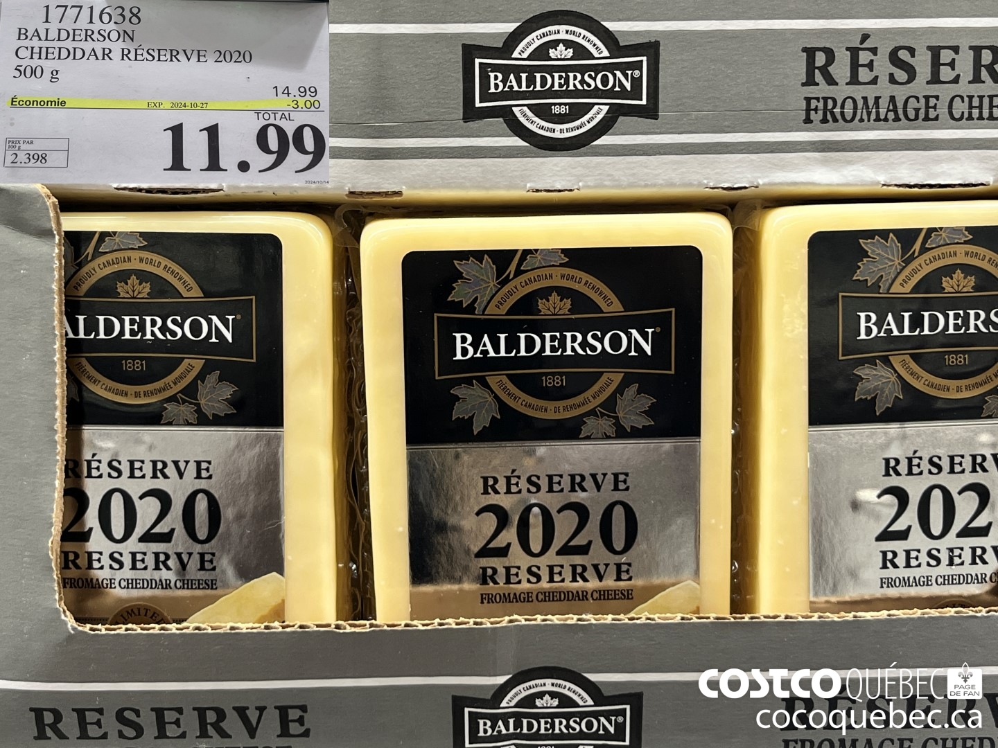 1771638 BALDERSON | CHEDDAR RESERVE 2020 2024-10-27  ($3.00 INSTANT SAVINGS EXPIRES ON 2024-10-27)