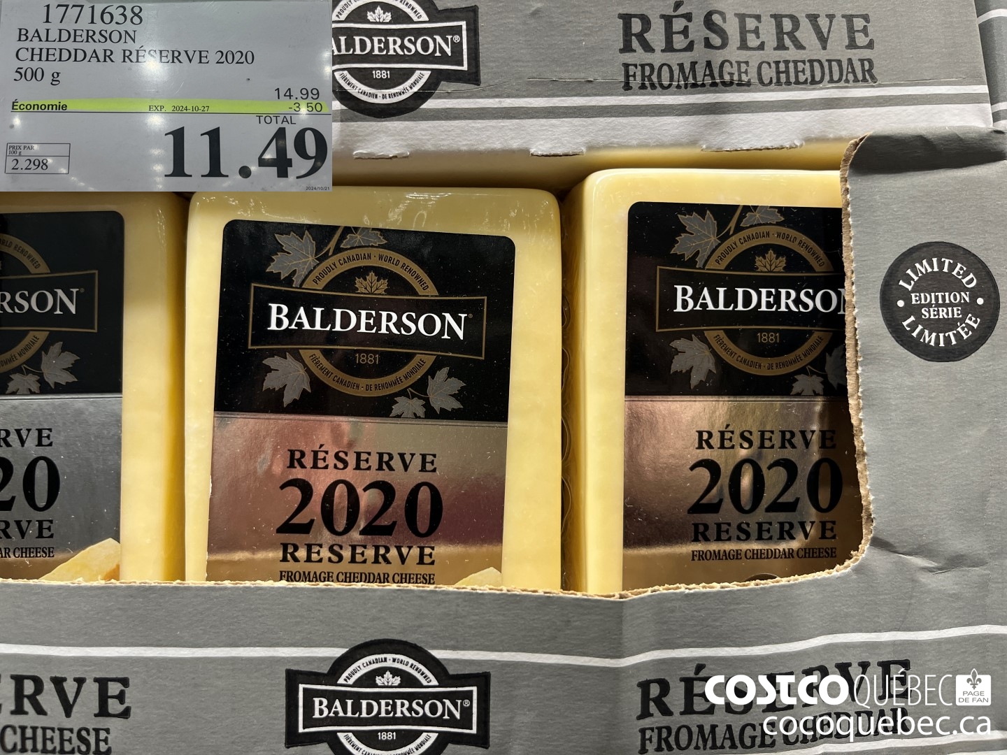 1771638 BALDERSON | CHEDDAR RESERVE 2020 2024-10-27  ($3.00 INSTANT SAVINGS EXPIRES ON 2024-10-27) $11.49
