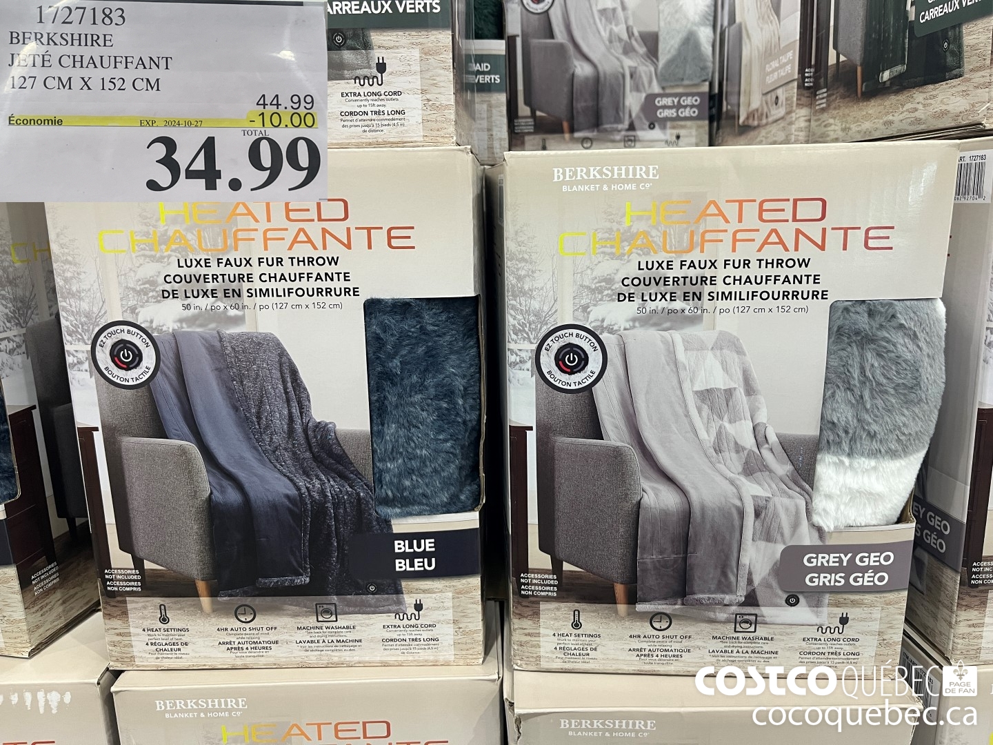 1727183 BERKSHIRE JETE CHAUFFANT 127 CM X 152 CM  ($10.00 INSTANT SAVINGS EXPIRES ON 2024-10-27) $34.99