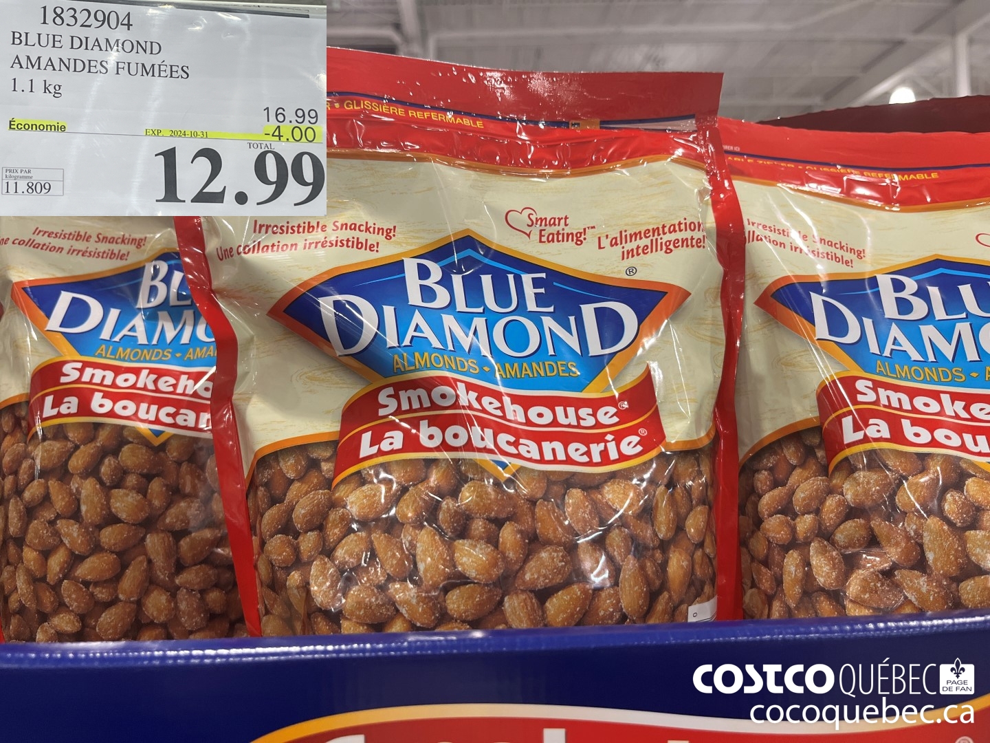 1832904 BLUE DIAMOND AMANDES FUMEES  ($4.00 INSTANT SAVINGS EXPIRES ON 2024-10-20) $12.99