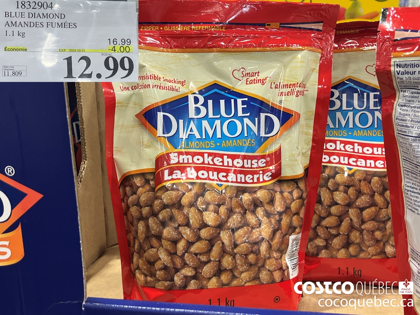 1832904 BLUE DIAMOND AMANDES FUMEES  ($4.00 INSTANT SAVINGS EXPIRES ON 2024-10-31) $12.99