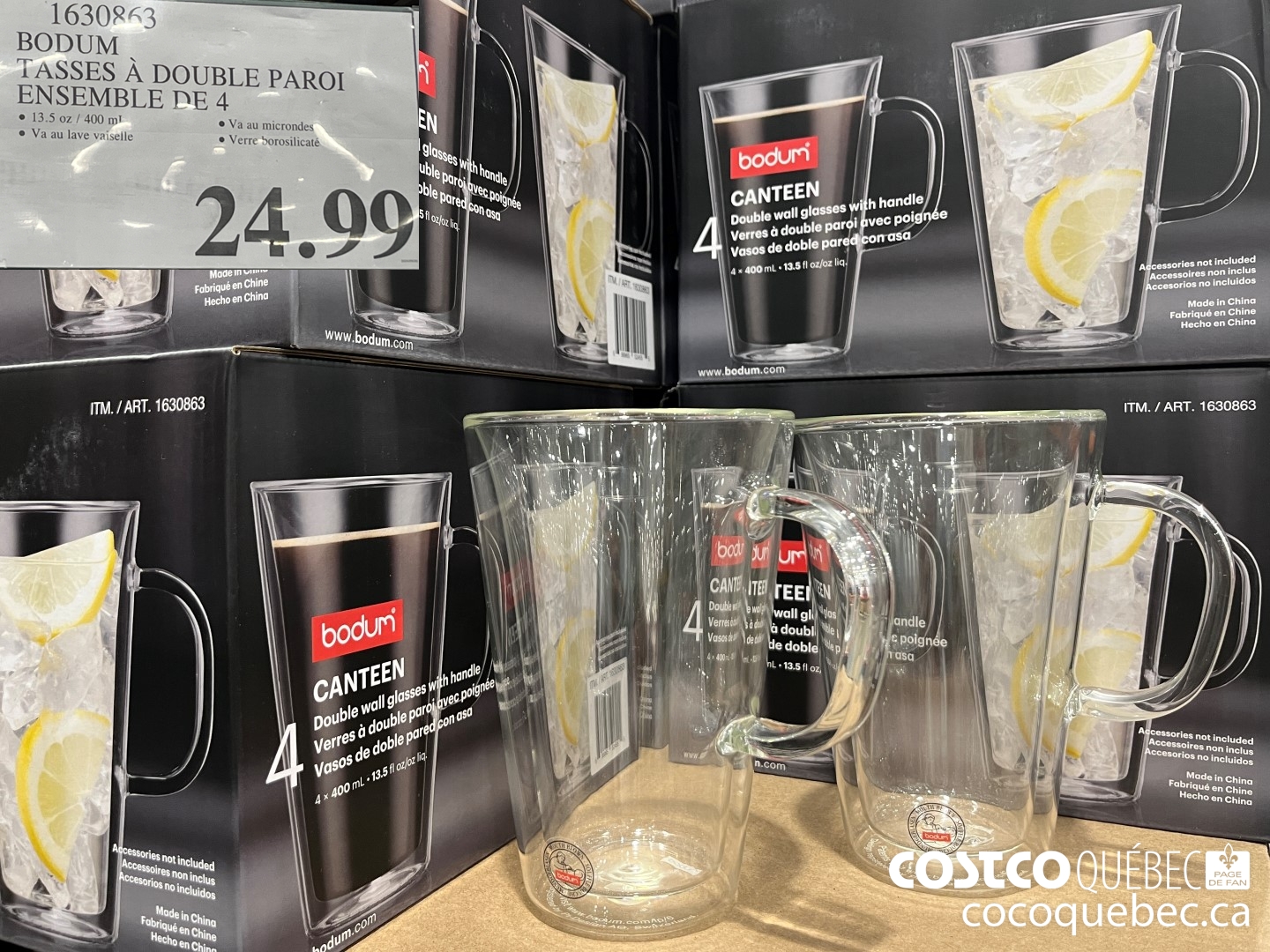 16302843 BODUM TASSES A DOUBLE PAROI ENSEMBLE DE 4  $24.99