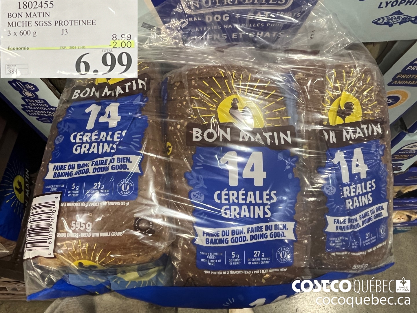 1802455 BON MATIN MICHE SGSS PROTEINEE 3 x 600 g  ($2.00 INSTANT SAVINGS EXPIRES ON 2024-11-10) $6.99