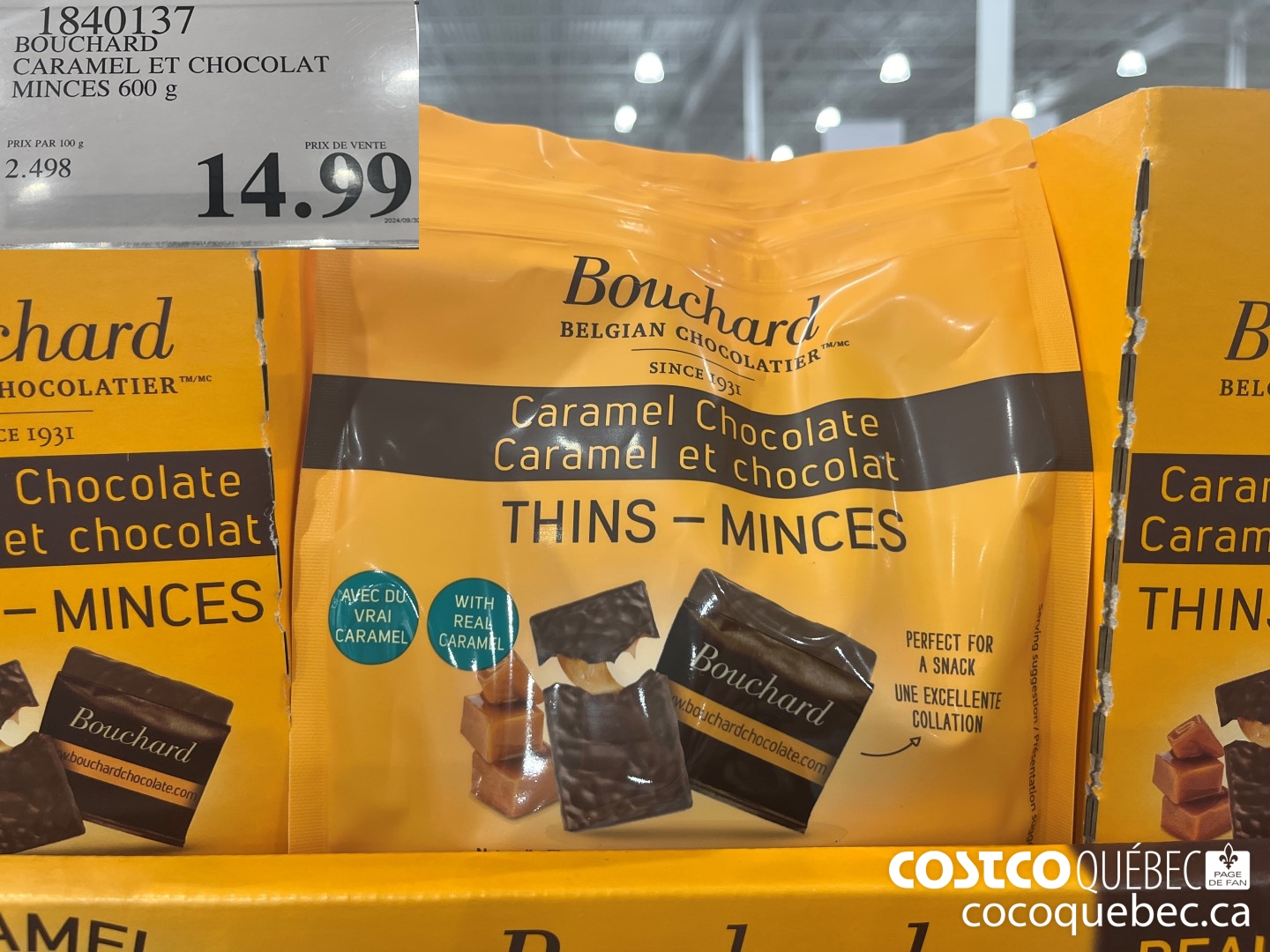 1840137 BOUCHARD CARAMEL ET CHOCOLAT MINCES 600 g  $14.99