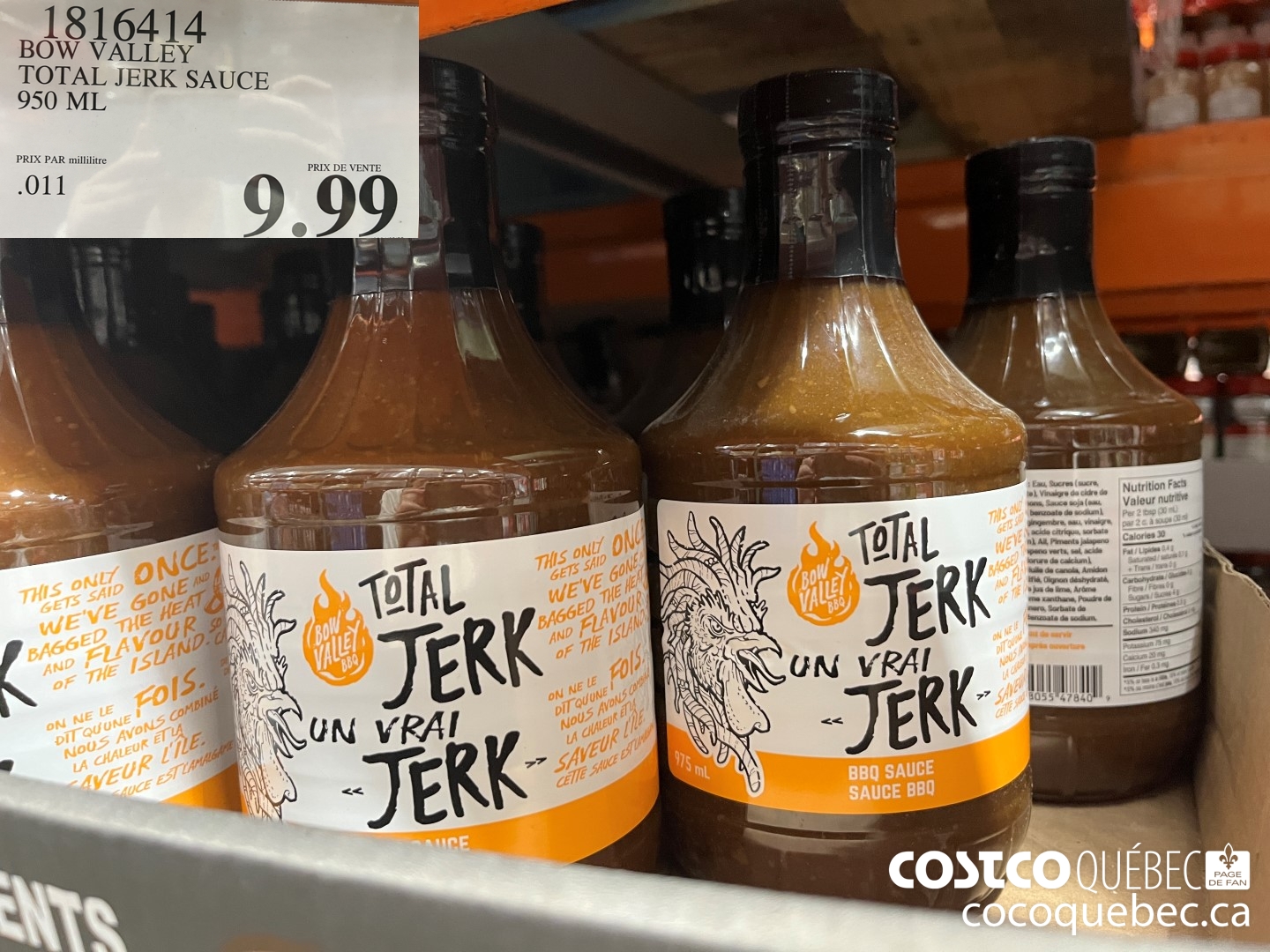 1816414 BOW VALLEY TOTAL JERK SAUCE 950 ML  $9.99