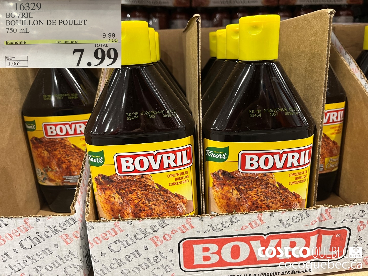 1639 BO VRIL BOUILLON DE POULET 750 mL PRIX PAR ‘1 Q Y  ($2.00 INSTANT SAVINGS EXPIRES ON 2024-10-20) $7.99