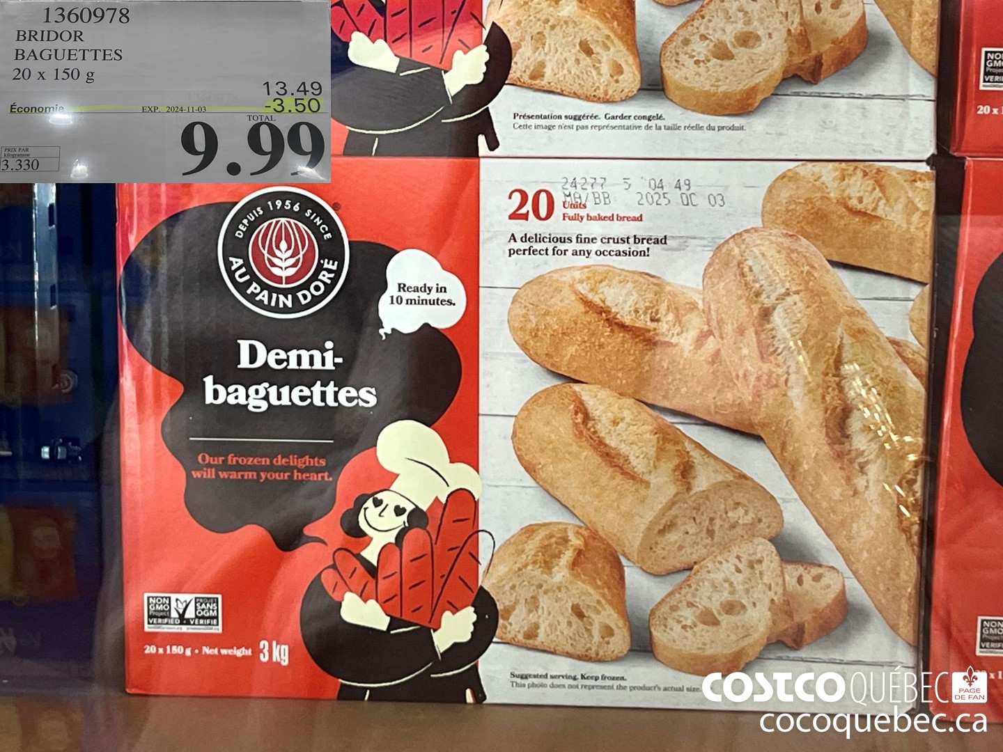 1360978 BRIDOR BAGUETTES 20: x 150 G  ($3.50 INSTANT SAVINGS EXPIRES ON 2024-11-03) $9.99