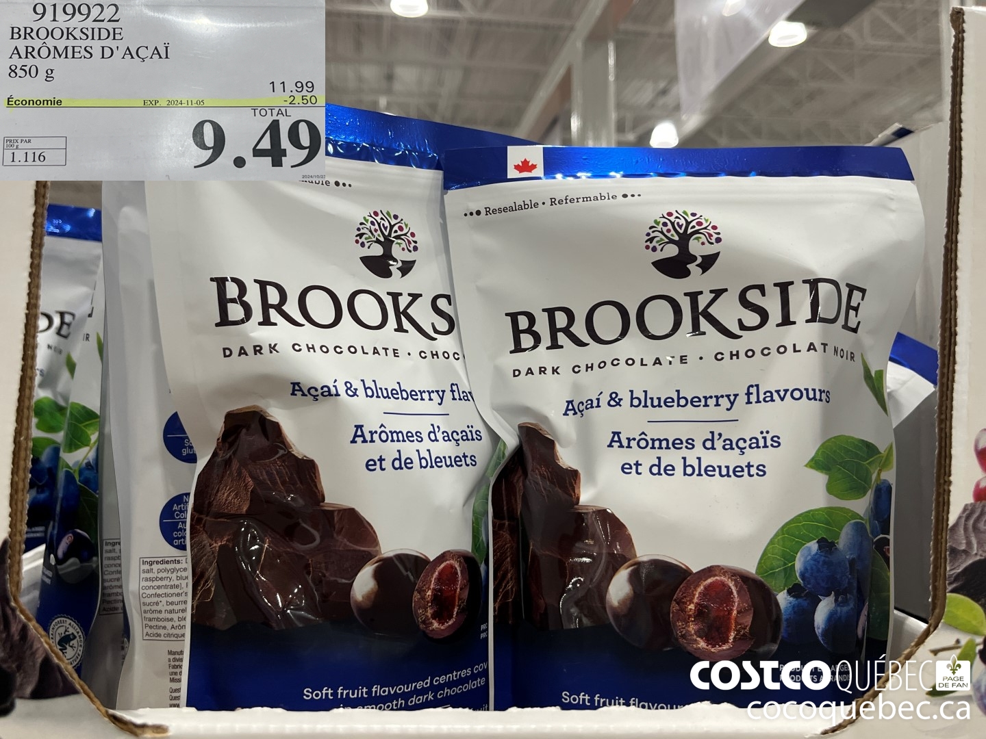 919922 BROOKSIDE 850 g ($2.50 INSTANT SAVINGS EXPIRES ON 2024-11-05) $9.49
