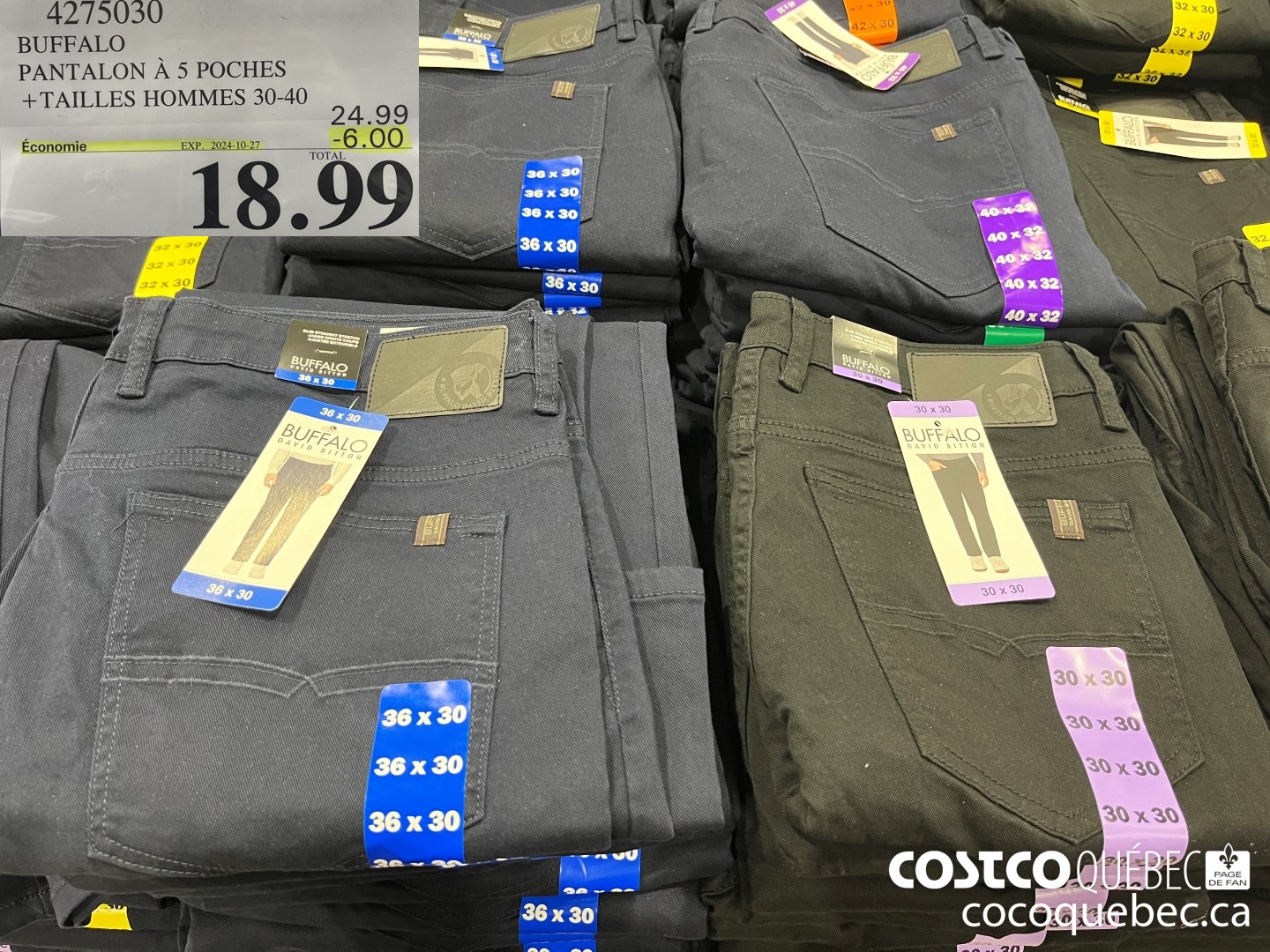 4275030 BUFFALO PANTALON A 5 POCHES 4+TAILLES HOMMES 30-40  ($6.00 INSTANT SAVINGS EXPIRES ON 2024-10-27) $18.99