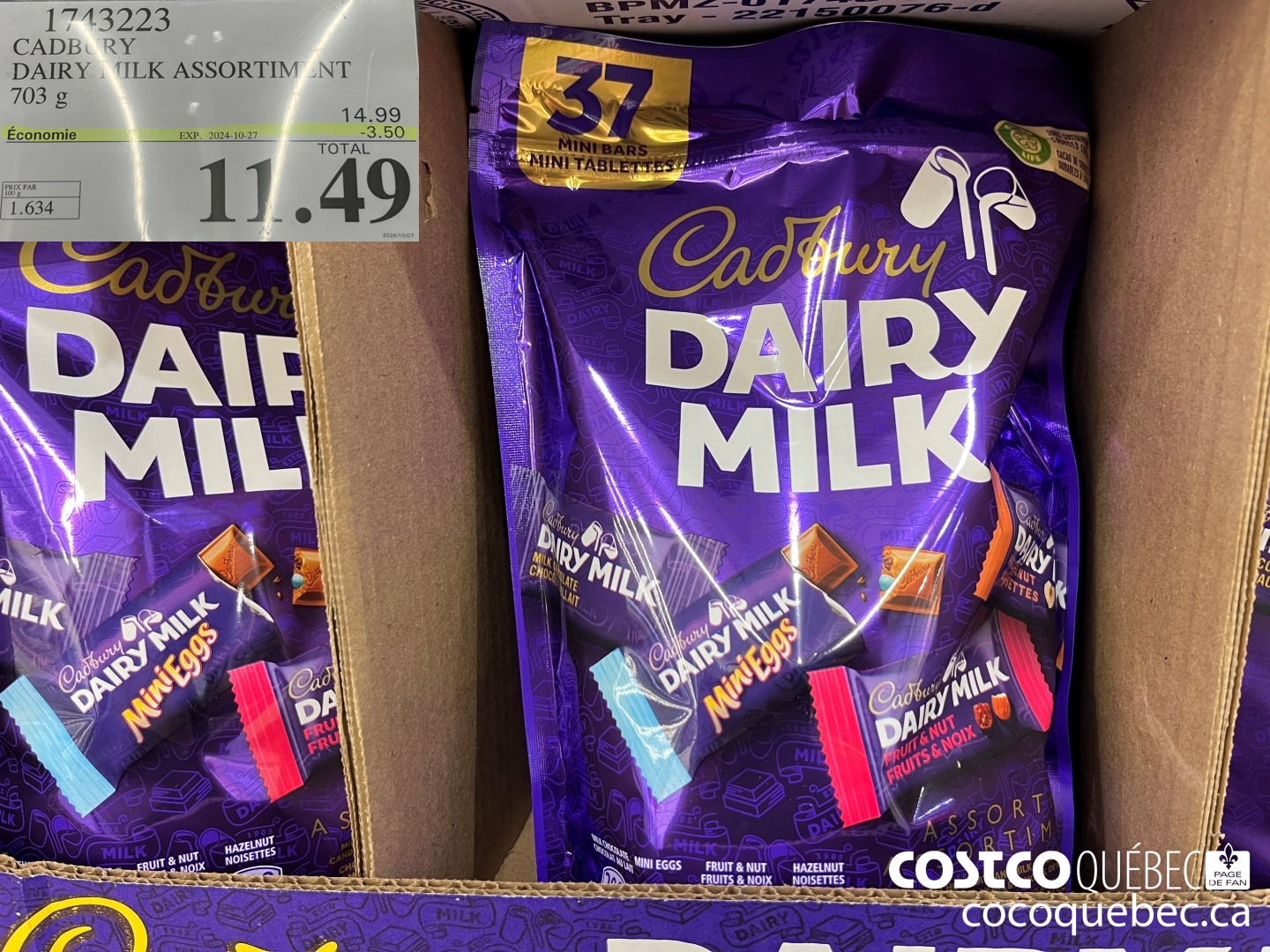 1743228 CADBURY DAIRY MILK ASSORTIMENT 703 g  ($3.50 INSTANT SAVINGS EXPIRES ON 2024-10-27) $11.49