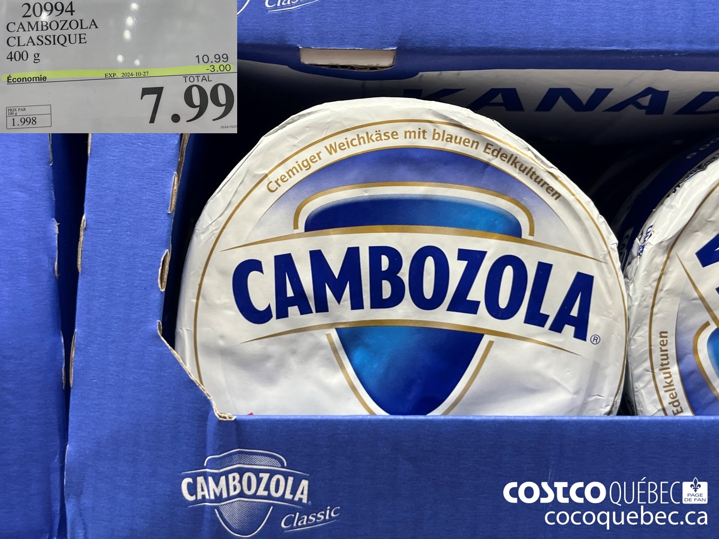 20994 CAMBOZOLA CLASSIQUE 400 g  ($3.00 INSTANT SAVINGS EXPIRES ON 2024-10-27) $7.99