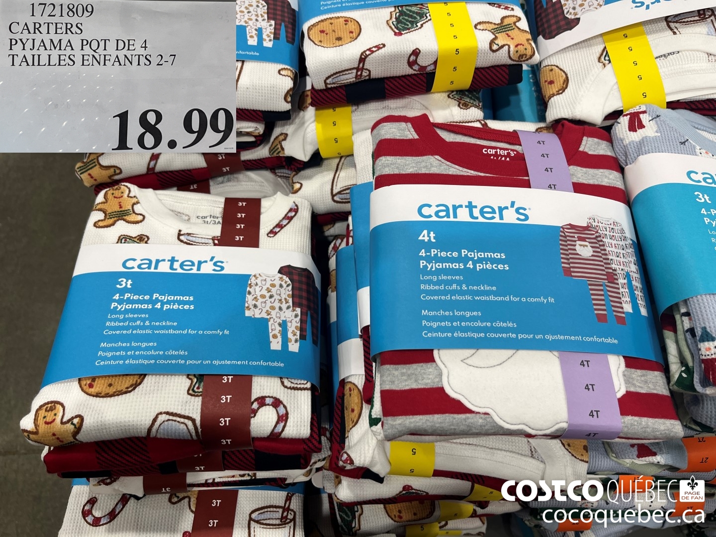 1721809 CARTERS PYJAMA POT DE 4 TAILLES ENFANTS 2-7  $18.99