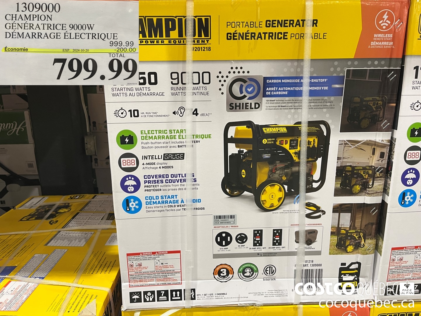 1309000 CHAMPION GENERATEUR 9000W DEMARRAGE ELECTRIQUE ($200.00 INSTANT SAVINGS EXPIRES ON 2024-10-20) $799.99