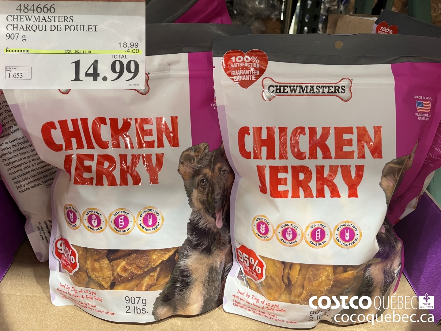 434666 CHEWMASTERS CHARQUI DE POULET 907 g  ($4.00 INSTANT SAVINGS EXPIRES ON 2024-11-10) $14.99