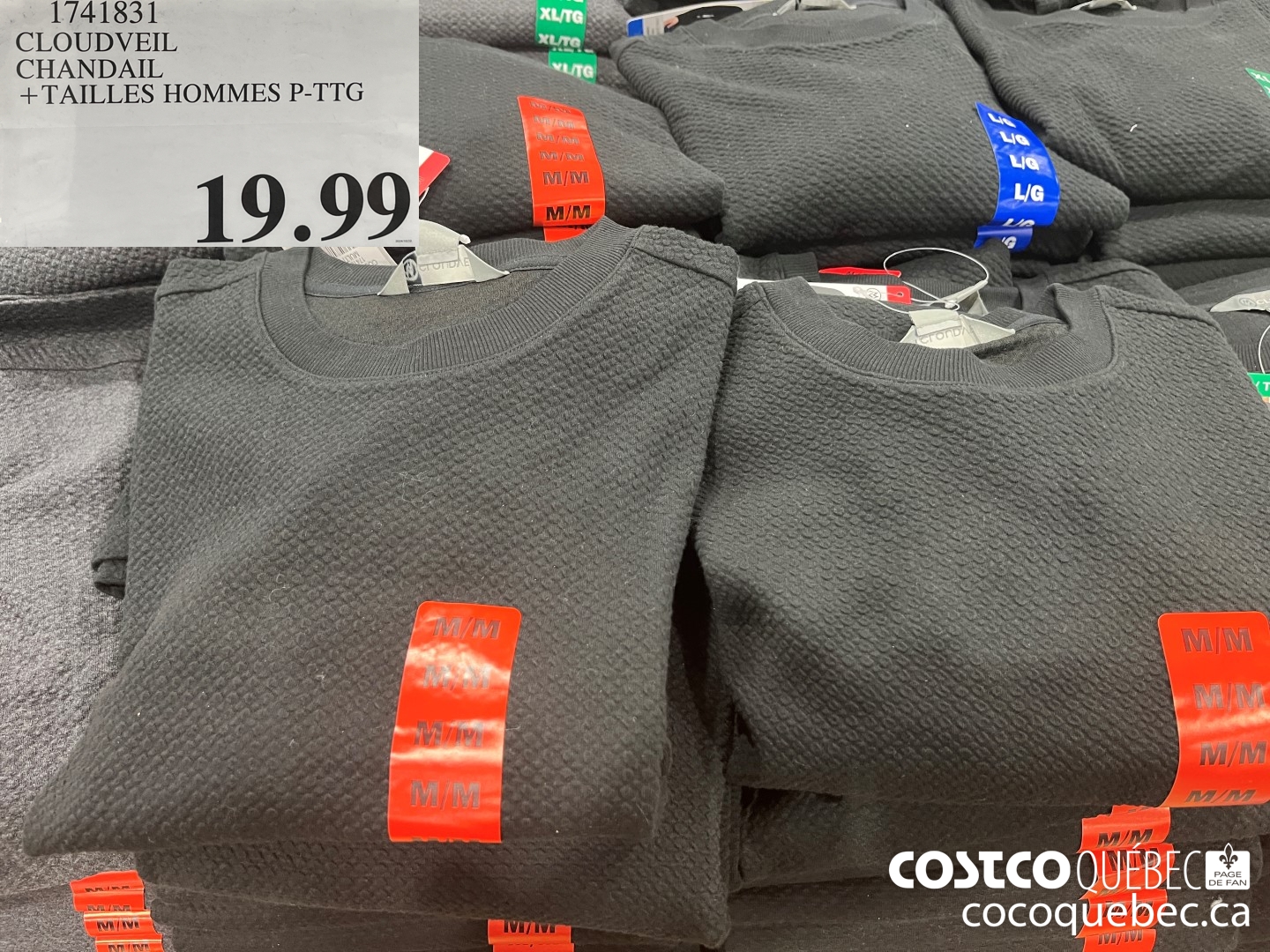 1741831 CLOUDVEIL CHANDAIL +TAILLES HOMMES P-TTG  $19.99