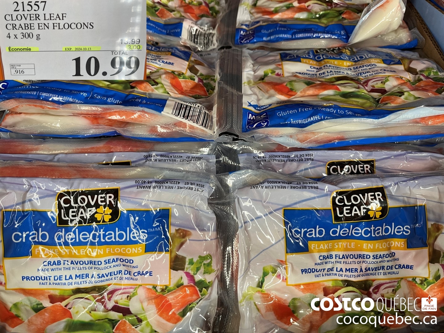 21557 CLOVER LEAF CRABE EN FLOCONS 4 x 300 g  ($3.00 INSTANT SAVINGS EXPIRES ON 2024-10-13) $10.99