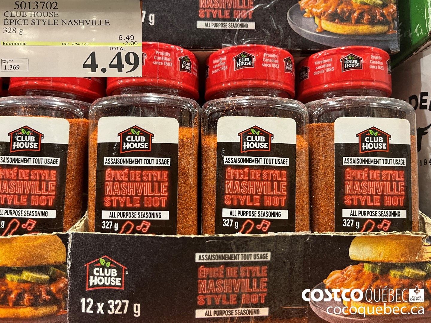 5013702 CLUB HOUSE EPICE STYLE NASHVILLE 328 g  ($2.00 INSTANT SAVINGS EXPIRES ON 2024-11-10) $4.49