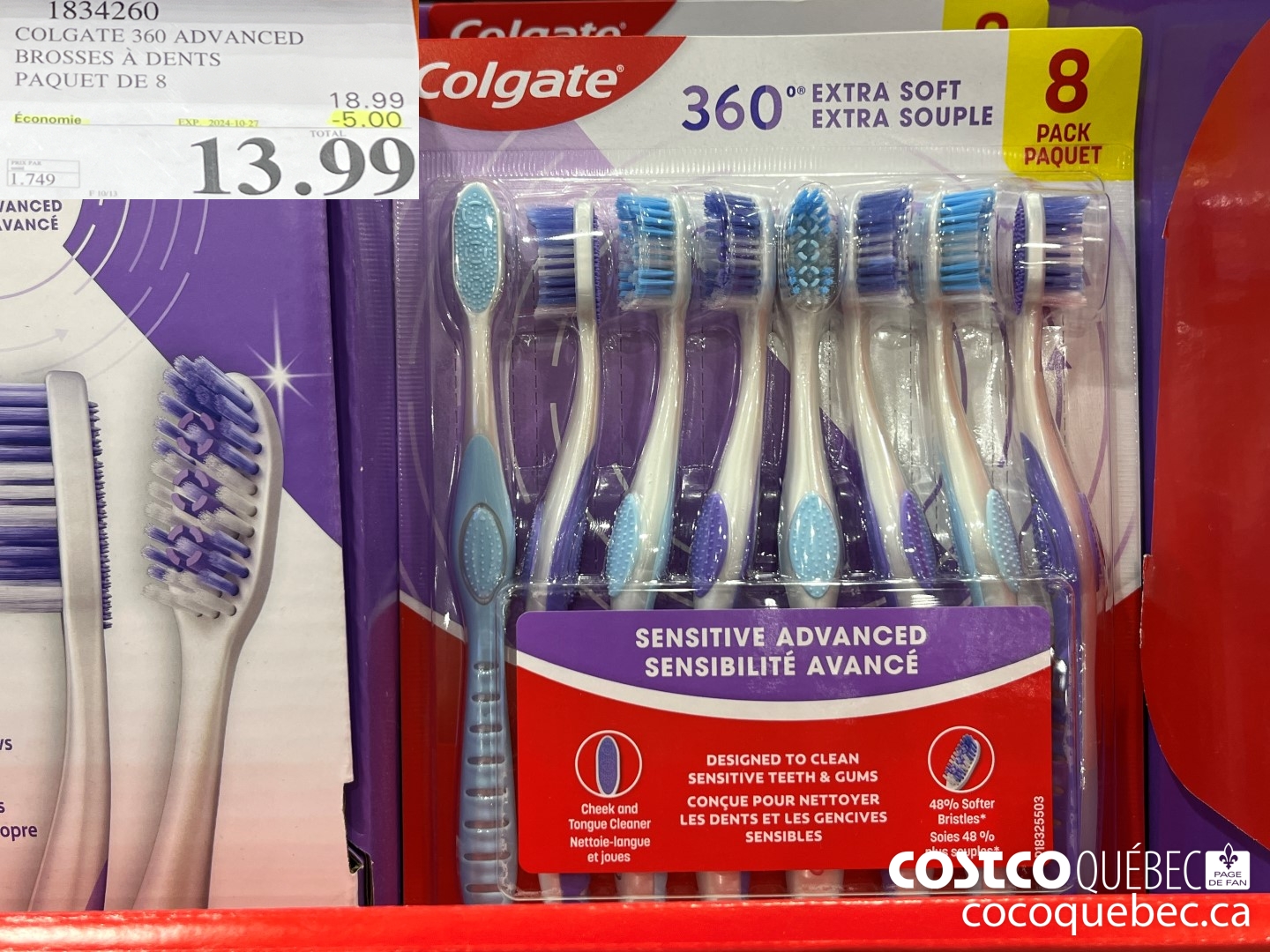 1834260 COLGATE 360 ADVANCED BROSSES A DENTS PAQUET DE 8  ($5.00 INSTANT SAVINGS EXPIRES ON 2024-10-27) $13.99