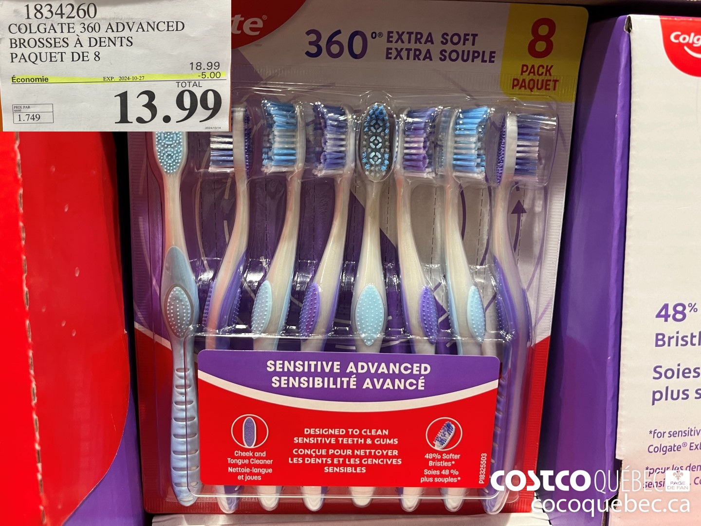 1834260 COLGATE 360 ADVANCED BROSSES A DENTS PAQUET DE 8  ($5.00 INSTANT SAVINGS EXPIRES ON 2024-10-27) $13.99