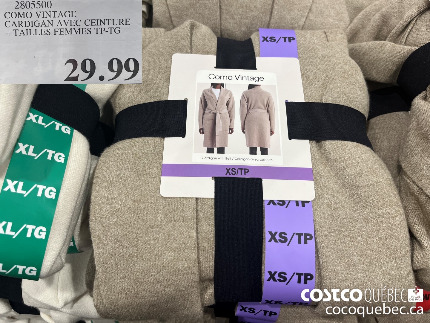 2805500 COMO VINTAGE CARDIGAN AVEC CEINTURE +TAILLES FEMMES TP-TG  $29.99