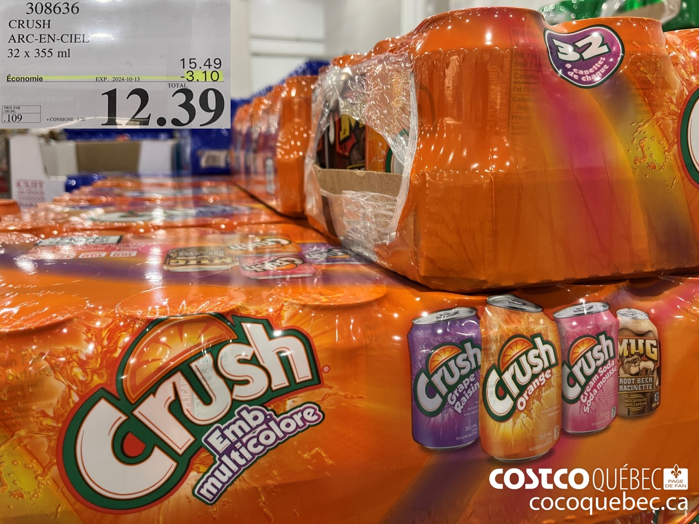 308636 CRUSH ARC-EN-CIEL 32 x 355 ml  ($3.10 INSTANT SAVINGS EXPIRES ON 2024-10-27) $12.39