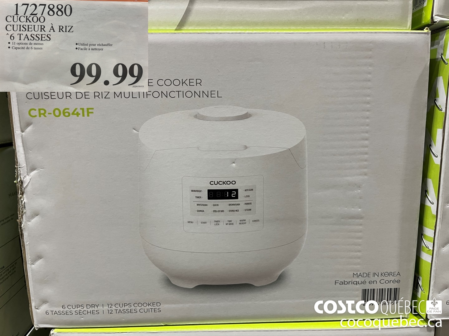 1727880 CUCKOO CUISEUR A RIZ  $99.99