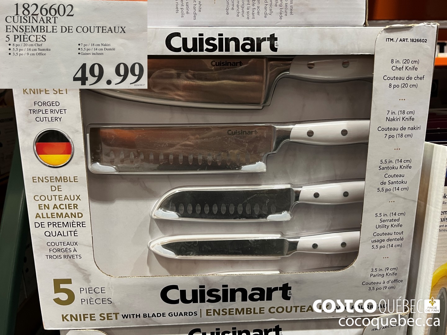 1826602 CUISINART ENSEMBLE DE COUTEAUX 5 PIECES  $49.99