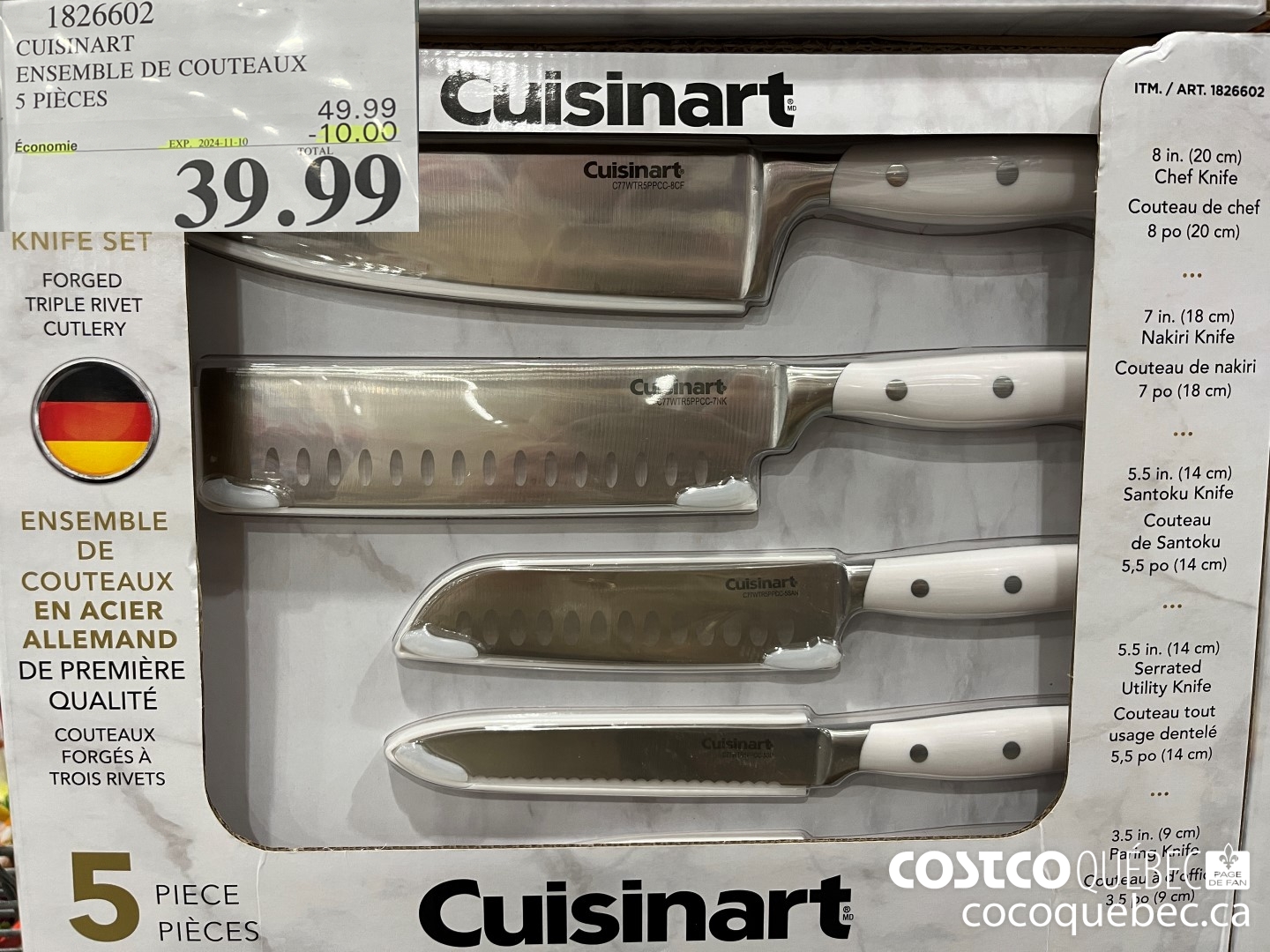 1826602 CUISINART ENSEMBLE DE COUTEAUX 5 PIECES  ($10.00 INSTANT SAVINGS EXPIRES ON 2024-11-10) $39.99